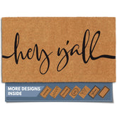 Barnyard Designs Hey Y'all doormat at the front door adds curb appeal and hospitality.