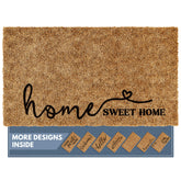 Barnyard Designs Home Sweet Home doormat at the front door, bold welcome for outdoor entry