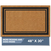 Barnyard Designs natural coir doormat with border for scraping dirt outside.