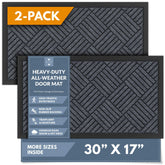 Barnyard Designs premium gray doormat front door with crosshatch texture traps dirt