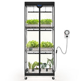 Barrina LP600 indoor greenhouse front view with full spectrum lights for year-round care.