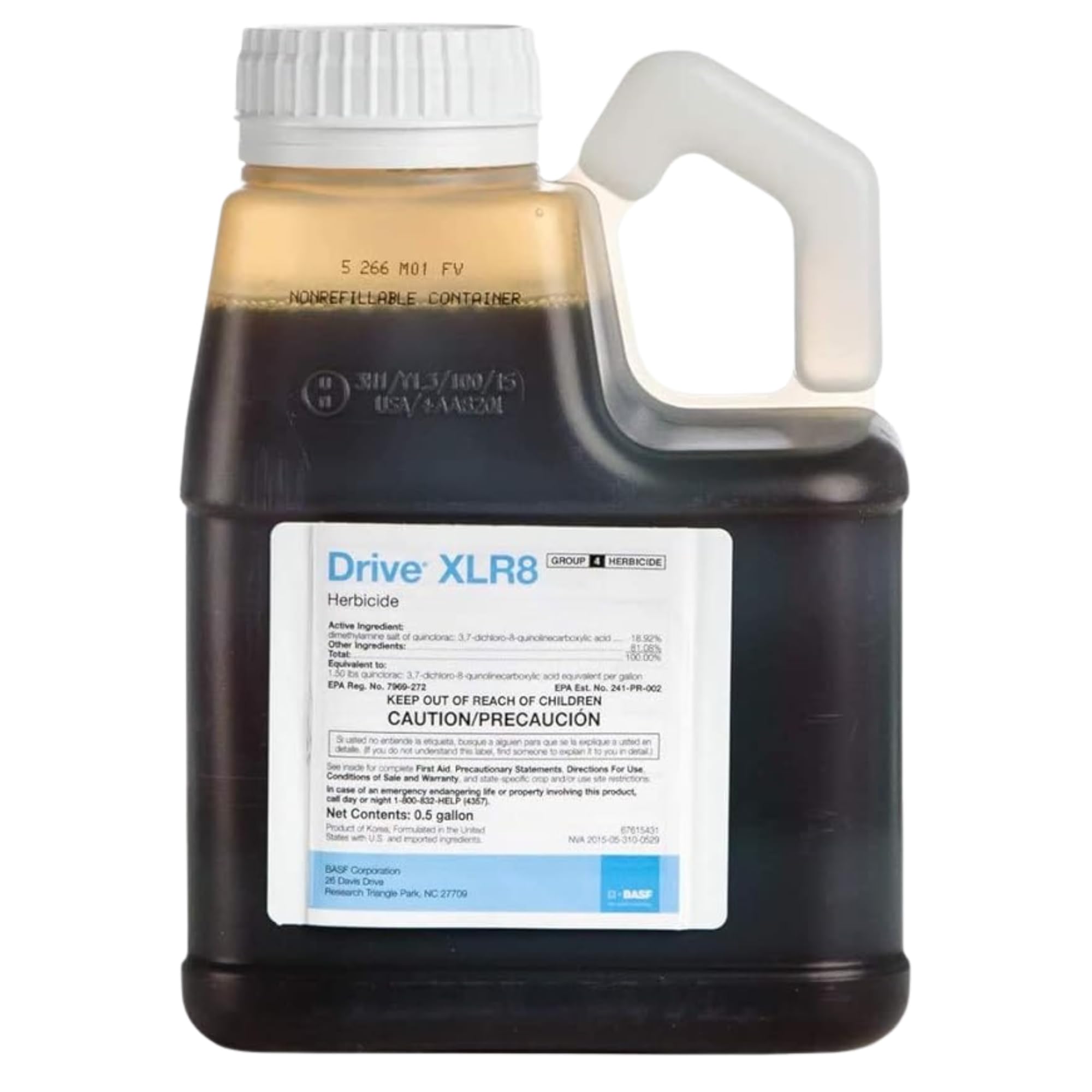 BASF Drive XLR8 bottle visual highlights fast uptake for lawn weed control