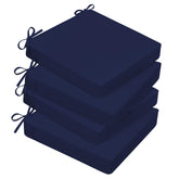 Basic Beyond navy outdoor chair cushions on chairs, front view, plush comfort for sunny patios.