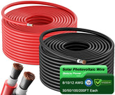 Bateria Power 50ft black solar wire for clear polarity and durable outdoor use.