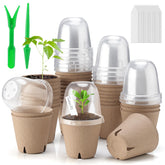 Baxrou seed pots with humidity dome allow easy germination monitoring.
