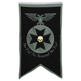 Bayyon Black Templars banner flag in full view showing durable polyester and mounting options