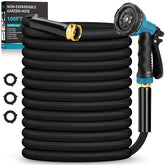 Bazolota garden hose 100ft, long reach for efficient yard watering.