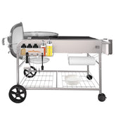 BBQMall grill table shown with Weber 22-inch original kettle fit for outdoor prep
