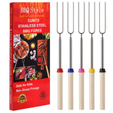 BBQStyle color coded marshmallow roasting sticks for quick ID and family safe campfire use