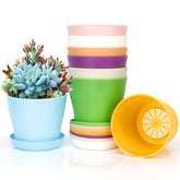 Bchjatk 8-pcs colorful plant pots set with drainage for healthy roots