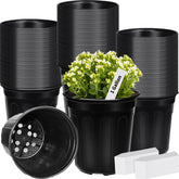 BeapTcely 1-gallon plastic plant pot with labels for easy seedling tracking