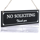 BEDEONE no soliciting sign on frosted acrylic enhances privacy and curb appeal