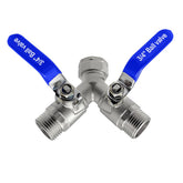 Beduan 304 stainless steel hose splitter, 2-way Y design for durable garden connections.