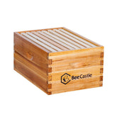 BeeCastle heavy wax coated Langstroth box front view highlights durability and waterproofing