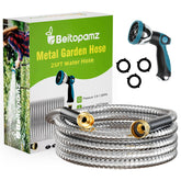 Beitopamz garden hose 25ft stainless steel for durable outdoor watering