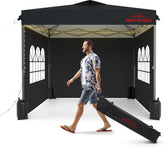 Benass 10x10 canopy with sidewalls ready for quick setup at outdoor event