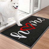 BeneathYourFeet door mat with hello embossing captures dirt and welcomes guests.