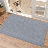 BEQHAUSE Dirt Trapper Front Door Mat Grey seen at entry with moisture absorption