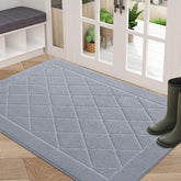 BEQHAUSE Dirt Trapper mat front view shows 32x48 size and effective dirt scraping