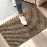 BEQHAUSE Dirt Trapper mat front door close-up with dense yarns trapping dirt and moisture