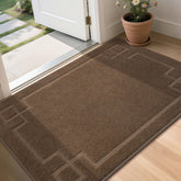 BEQHAUSE door mat front view in brown, low-profile design prevents door snag