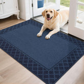 BEQHAUSE door mat front view in navy showing absorbent surface.