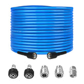 BESHED 50 ft high-pressure hose fully extended for long-range cleaning.