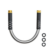 Besiter short metal garden hose 1ft connector with stainless steel braid for outdoor watering.