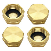 BesNPT brass garden hose end cap 4-pack with washers for leak-free connections.