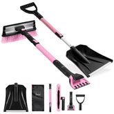 Best Choice Products 4-in-1 snow brush with shovel pink foam grip for easy snow removal.