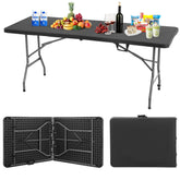 BestOffice outdoor 6ft folding table top offers sturdy support for meals and gatherings.