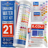 BestProd All-New 20-in-1 water test kit exterior for easy home setup.