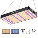 Bestva DC3000 LED panel close-up highlighting full spectrum for indoor seedlings.