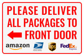 Bestylez delivery sign with front door left arrow guides packages to your entrance