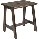 BETSEO Acacia stool front view walnut, versatile for plant display or seating
