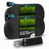 Better Botanicals 100 ft flat soaker hose assembly showing modular connection
