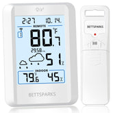 Bettsparks indoor-outdoor thermometer display with large digits for easy reading.