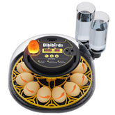 Bibibirds incubator shows automatic egg turning for even development.