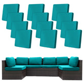 BIETYONE 12-piece stretch cushion cover in peacock blue for versatile outdoor sofa refresh.