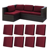 BIETYONE 8-piece stretch cushion cover set in wine red for outdoor sofas.
