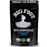 Big Foot mycorrhizae concentrate bottle being poured to support root growth.