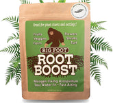 Big Foot Probiotic Root Boost bottle beside powder for root growth