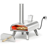 BIG HORN Outdoors 12inch dual fuel pizza oven front view showcases portable backyard cooking versatility