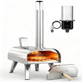 BIG HORN Outdoors 12-inch pizza oven front view, compact and portable for backyard cooking