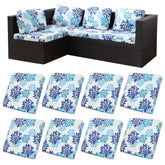 BIETYONE 8pc blue flower stretch cushion covers for patio, quick color refresh.