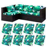 BIETYONE 8pcs stretch patio cushion covers fitting snugly on sofa cushions.