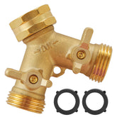 BILAL garden hose splitter 2-way in brass for durable outdoor use.