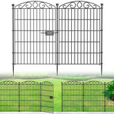 Bilibompa 12-panel garden fence assembly showing tall panels and boundary for beds