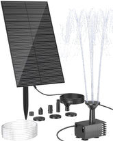 Biling solar fountain panel powering automatic spray for outdoor water features