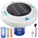 Binmaton solar pool ionizer floating unit in sun-powered operation for effortless water clarity.